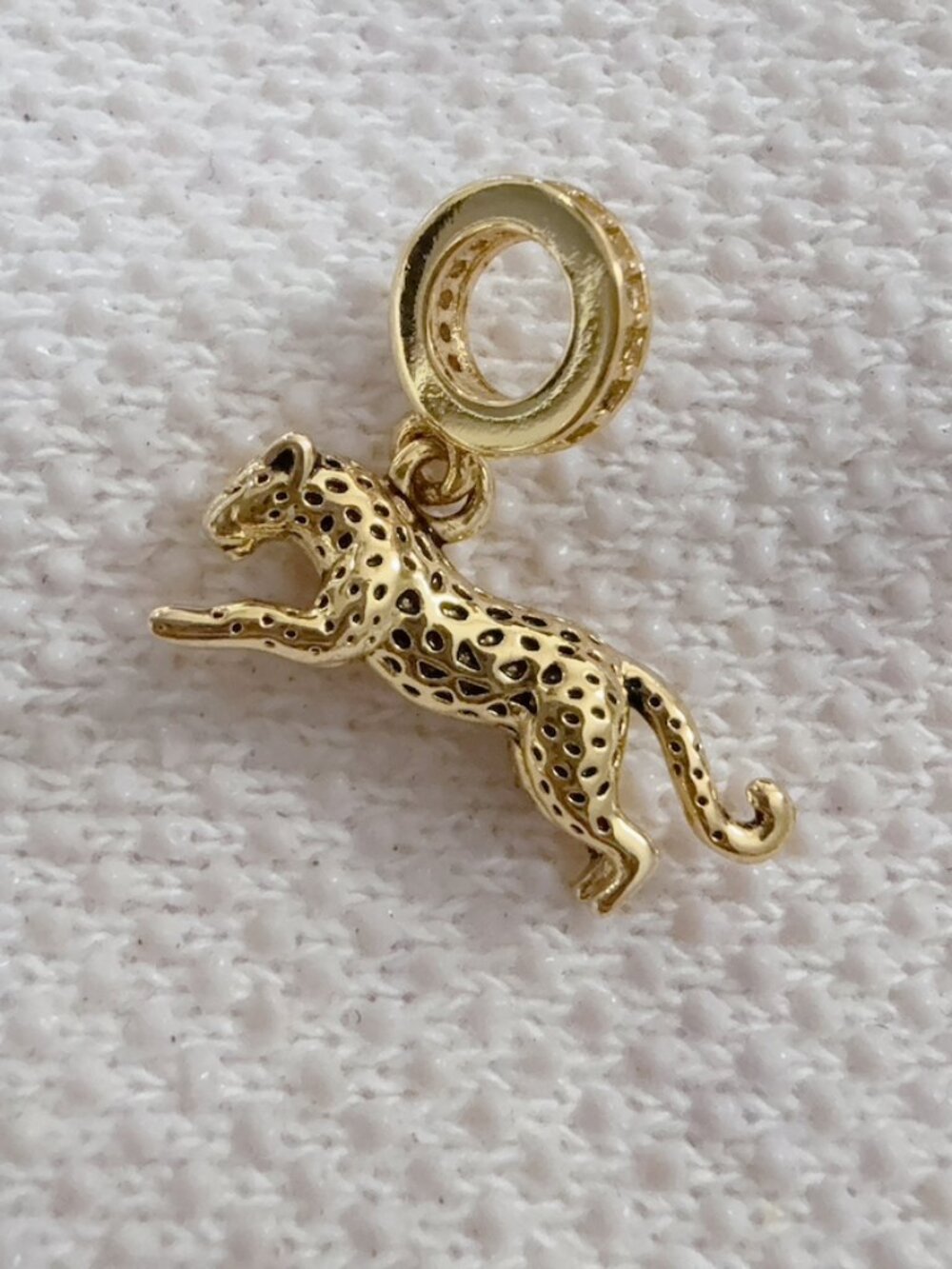 Leopard Dangle Charm Gold Plated Charm For Pandora Bracelet